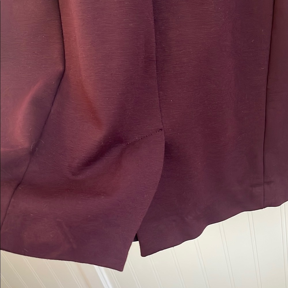 Talbots Ponte Knit 3/4 Sleeves Plum Burgundy Dress Cowl Neck Midi Stretch Size 8 - Picture 10 of 16